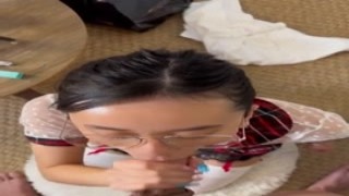Asian schoolgirl swallowing the teachers cock (1440)